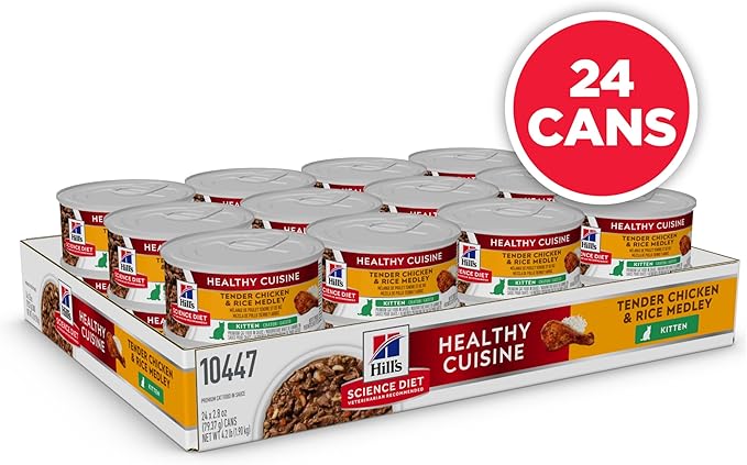 Hill's Science Diet Kitten Healthy Cuisine Wet Cat Food, Chicken & Rice, 2.8 oz. Cans, 24-Pack