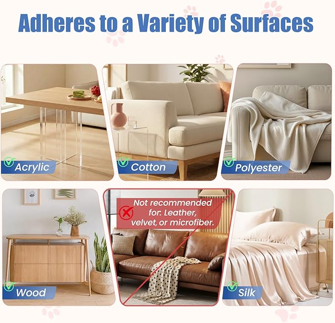 24PCS Cat Scratch Furniture Protector, Double Sided Couch Protectors Tape from Cats Claws Scratching, Clear Sticky Sheets Proof Clawing Sofa Corner Protection Cover Anti Scratch for Furniture
