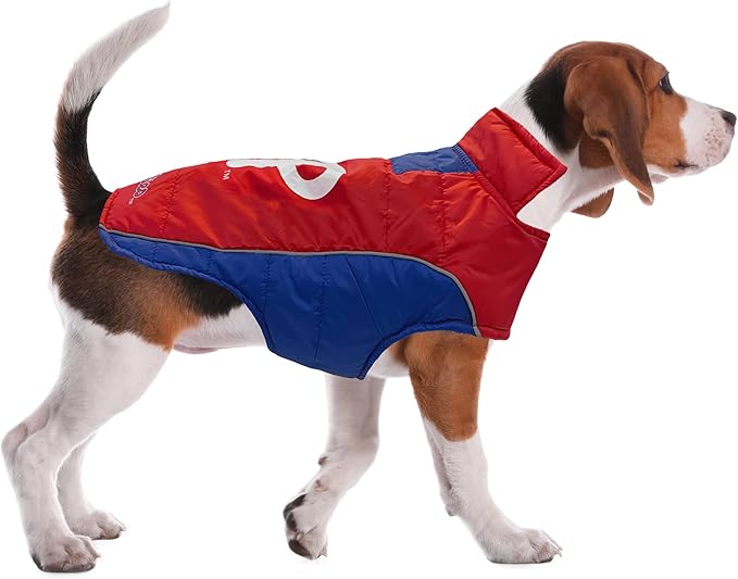 MLB Philadelphia Phillies Puffer Vest for Dogs & Cats, Size Large. Warm, Cozy, & Waterproof Dog Coat, for Small & Large Dogs/Cats. Best MLB Licensed PET Warming Sports Jacket