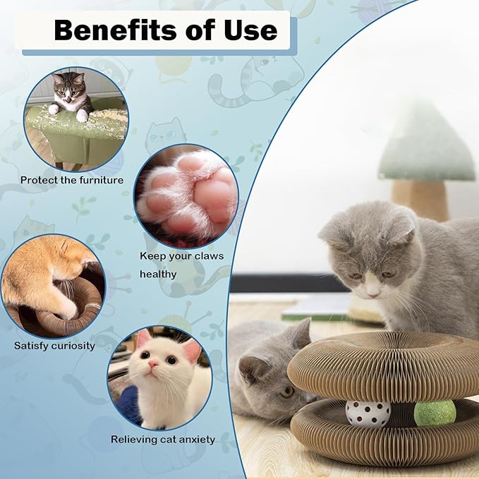 Magic Organ Cat Scratch Toy Kitty Kurlz Cat Toys with Bell and Catnip Balls Cat Puzzle Toy Foldable and Changeable Shape Cat Toy Accordion Ultimate Interactive Kitten Toys for Indoor Cats