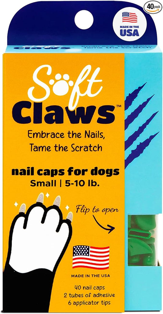 Soft Claws Nail Caps for Dogs with Non-Slip Design Made in USA - 40 Dog Nail Covers for Long-Lasting Protection of Floors and Furniture - Green, Small
