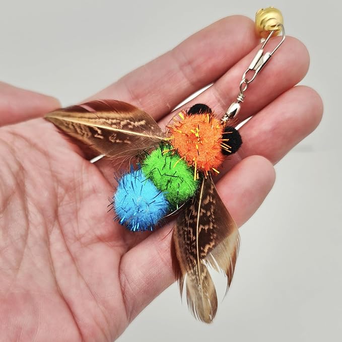 miwoowim 6 PCS Insect Bees,Feather Cat Toys, Kitty Wand Toy Refill,Cat Toy Wand Replacement Attachments,Kitten Feather Refills,Insect Interactive Teaser Wand Feathers