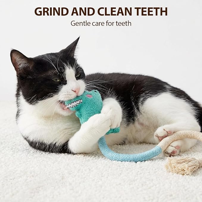 Shudyear 4 Pack Cat Chew Rope Toys, Cotton Cat Rope Toy for Biting and Kicking, Durable Interactive Cat Toy for Indoor Cats Kittens & Adult Cats