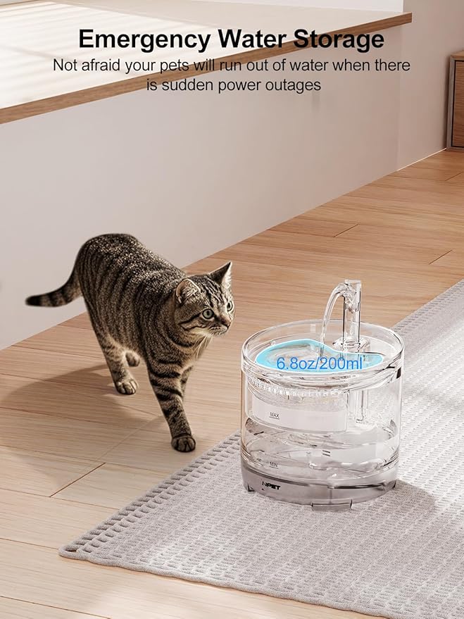 NPET Cat Water Fountain WF050TP 1.5L Automatic Pet Drinking Fountain with Replacement Faucet Kit-No Adapter