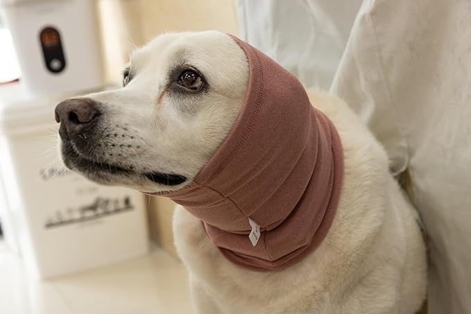 Dog Ear Cover Head Wrap Hematoma Compression Calming Quiet Ears Snood for Dogs Pink L