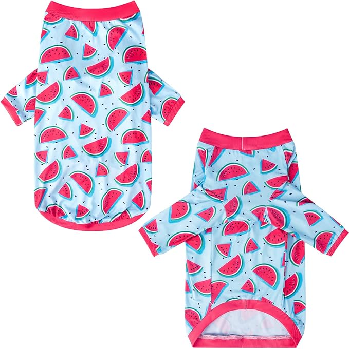 Dog Blue T Shirts Watermelon Pattern Printed Pet Shirt Softable Pajamas for Small Dogs (2XL,Watermelon)