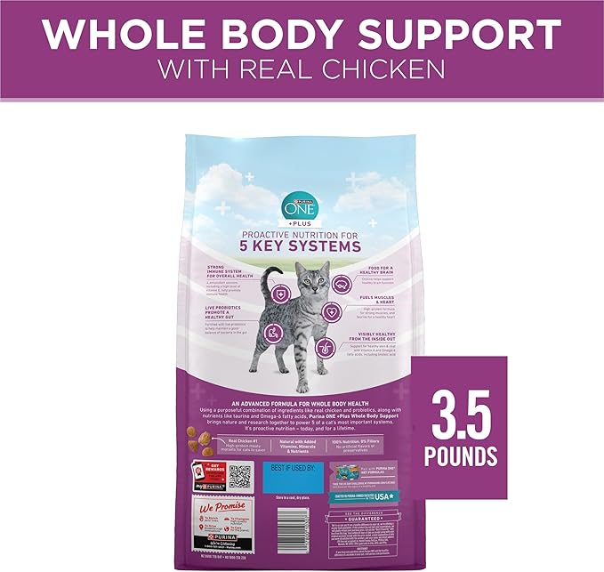 Purina ONE Plus Whole Body Support with Chicken Dry Cat Food - 3.5 lb. Bag