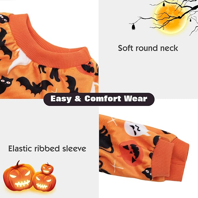 CuteBone Fleece Dog Halloween Pajamas Clothes Puppy Jammies Pet Apparel Cat Onesie for Chihuahua Yorkie Frenchies P309L