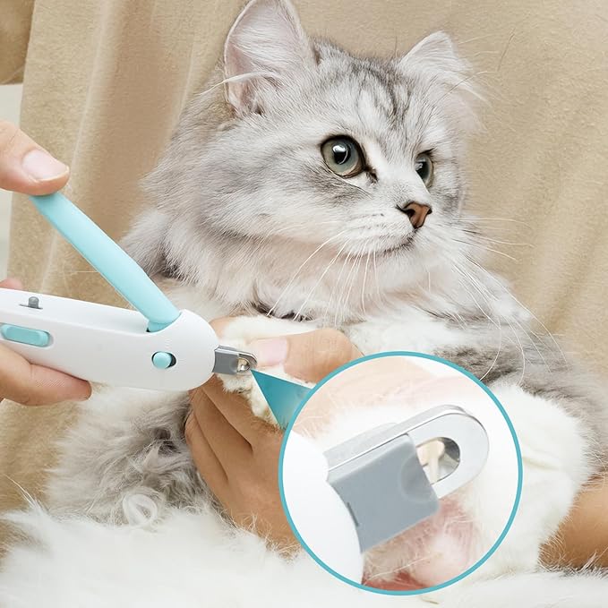 Cat Nail Clipper Adjustable Size, Cat Claw Clippers with 3-Size Trimming Hole & Hidden Nail File Round Hole Blade Pet Grooming Tool for Kittens & Indoor Cats