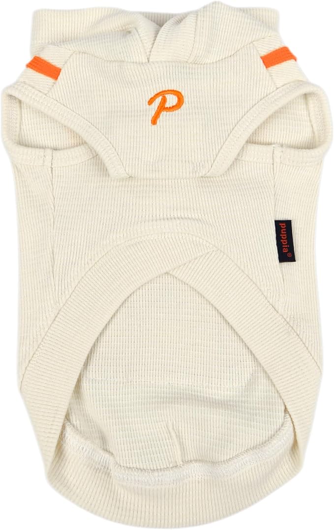 Puppia Lessie Dog Shirt Hooded Trendy Fashionable Cute Dog Apparel for Small and Medium Dogs, Ivory, Medium