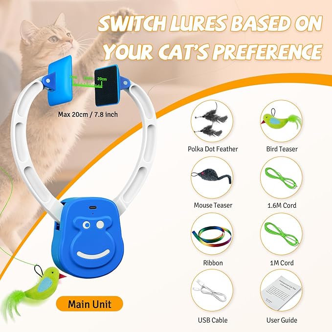 Interactive Cat Toys for Indoor Cats, Automatic Hanging Door Frame Cat Toy with Bird, Mouse & Feather Teasers, Motion Activated Self Play Exercise Toy for Bored Kittens & Adult Cats.