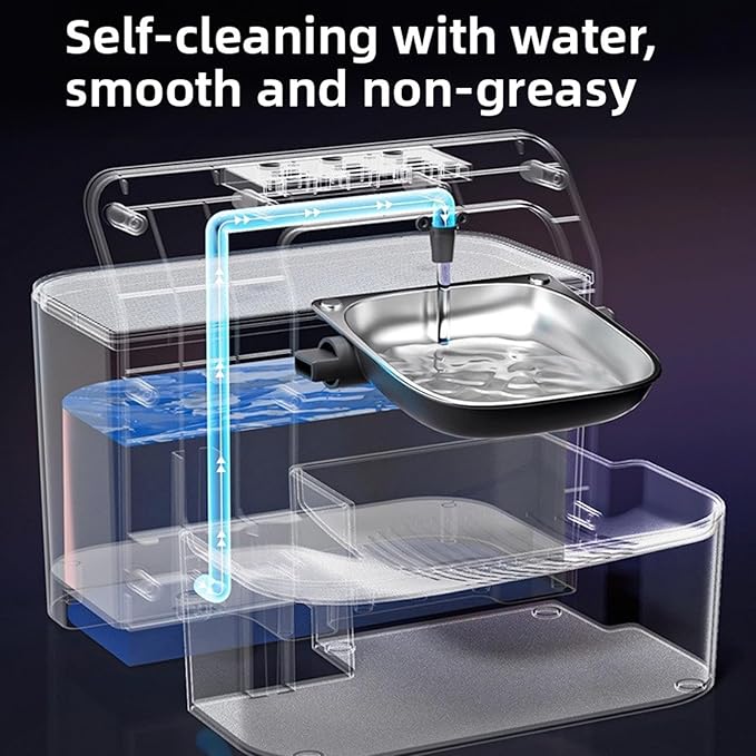 Asixxsix Wireless Cat Water Fountain, 3.2L Self Refill Tipping Wastewater Separatio Smart Pet Fountain with Filter Rechargeable Automatic Water Dispenser for Cats Small Dogs