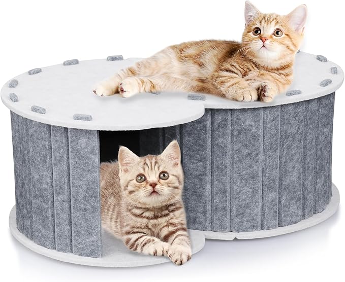 Cat House for Indoor Cat - Vertical Double Layer Cat Beds & Furniture S-Tunnel Cat Hideaway Removable Cat Cubby for Multi Small Pet Kitten