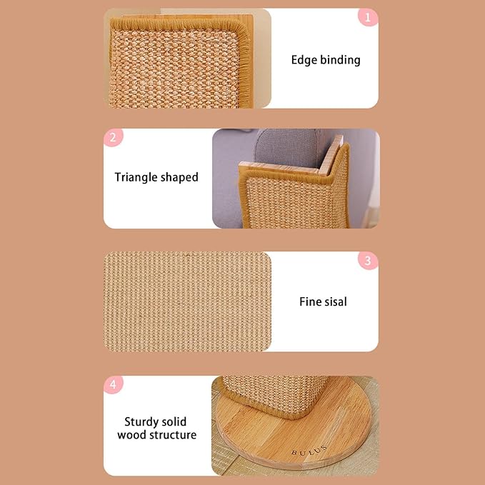 Cat Scratcher Corner Post, No Drilling Wall Sofa Couch Corner Cat Sisal Scratching Pad Furniture Protector for Couch Door Bed