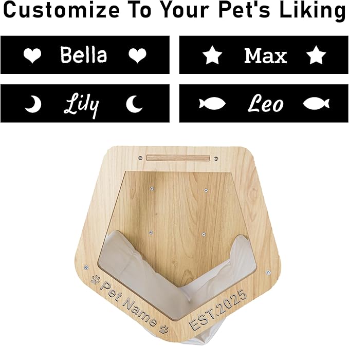 Personalized Cat House 2 Story, Custom Name for Cat House, Wooden Cats Bed for Two Indoor Cats, Cat Pods, Wood Furniture for Sleeping Playing Scratching, Your Pet Gift Decor