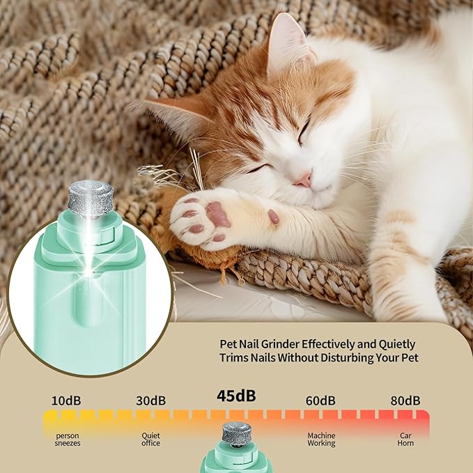 2-in-1 Dog & Cat Nail Clippers and Grinder with Light, Safety Guard, Painless Quiet Pet Nail Claw Trimmers, USB Rechargeable Pet Nail Trimmer, for Large Medium Small Dogs Cats Claw Trimmer, Green
