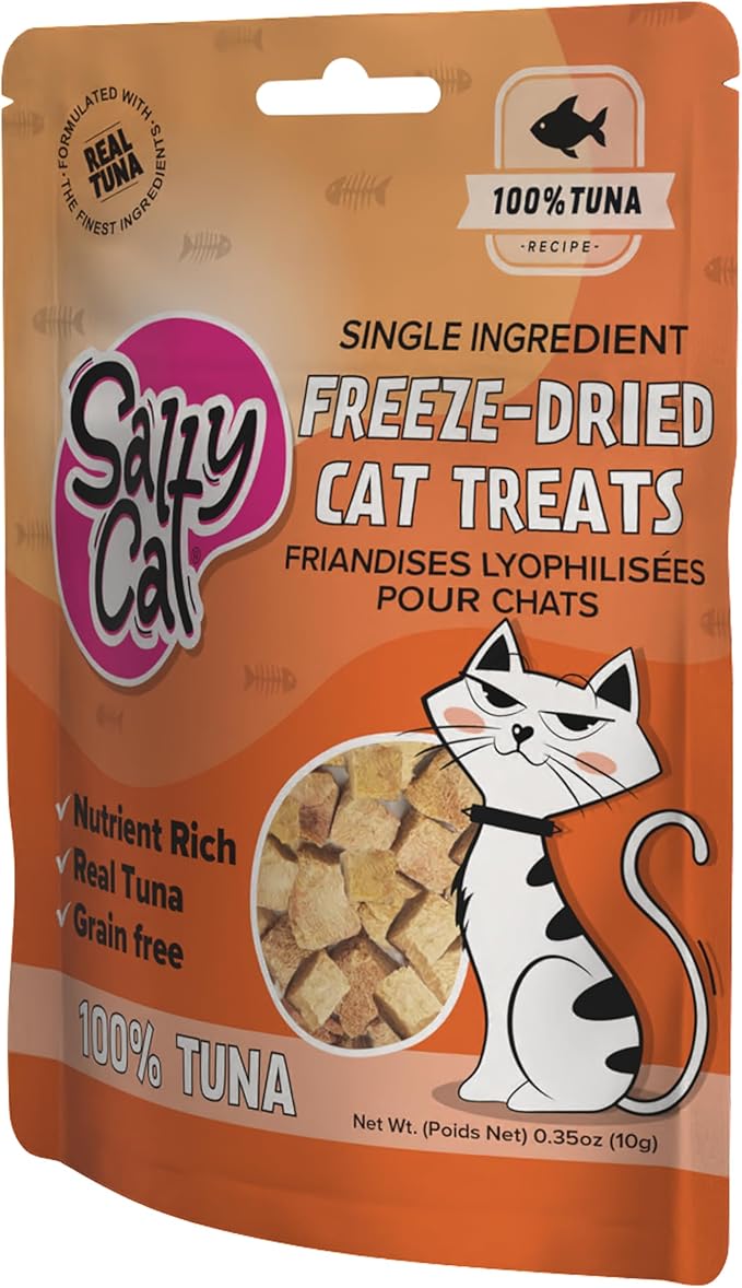 Salty Cat Natural Freeze-Dried Tuna Cat Treats, 10g Bag (12 Pack)
