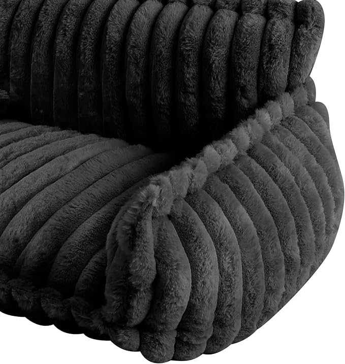 Plush Pet Couch Bed for Cats & Dogs, Removable Machine Washable Cover Fluffy Pet Sofa with Pillow, Non-Slip Cat Dog Bed Large Size, Modern Pet Furniture (Grey)