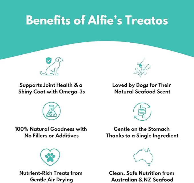 ALFIE'S TREATOS Salmon Skin Treats for Dogs (2.65 oz), Air-Dried Fish Skin Dog Treats, Omega-3 Food Topper & Training, Single Ingredient, Freeze-Dried Alternative