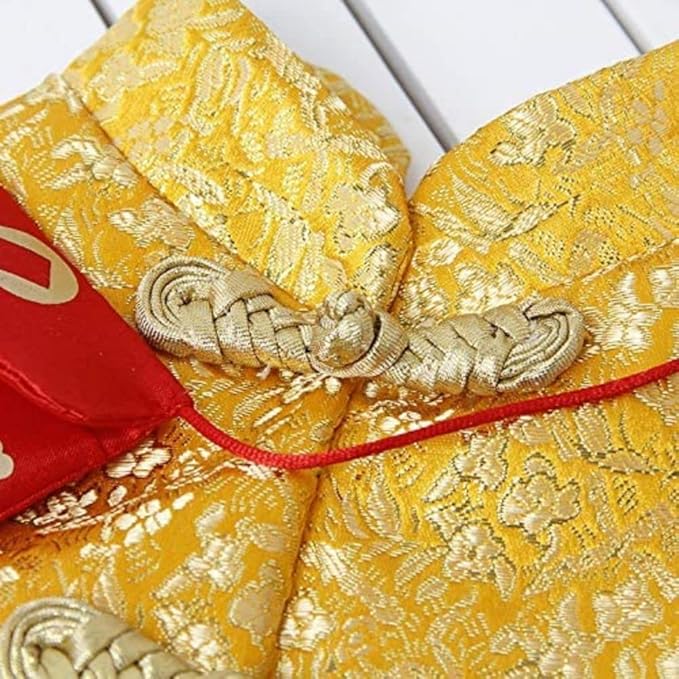 Cat Clothes,New Year's Cloak Dog Clothes Red Pet Cheongsam Cloak Clothes for Cats Small Dogs Puppy(Gold,XS)