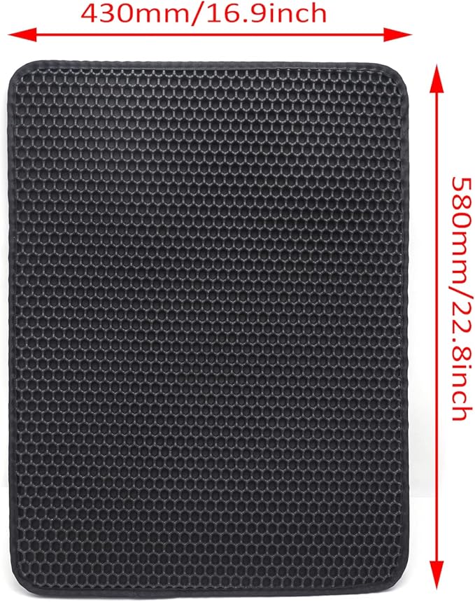 HongK- Pet Supplies Cats Litter & Housebreaking 58X43 Black Cat litter Mat Double Layer Pad Trapper Folding Pad EVA Foam Rubber