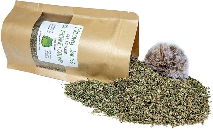 Meowy Janes 2.5 Cups All Natural Silvervine Catnip Blend with Toy, Value Bag