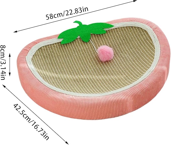 Sisal Cat Scratching Bed - Strawberry Scratch Pad | scratching basin sofa cat bed, Sleeping Mat Nest Pet Accessory | Kitten Small Dog Indoor Resting Mat, Furniture Protector for Couch Carpet Floor Doo
