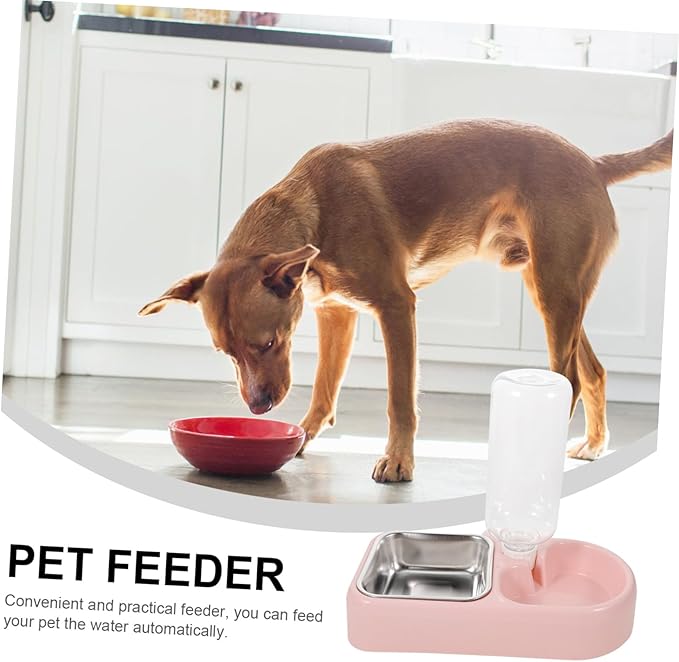 Double Pet Water Feeder Smooth Puppy Drinking Tool Cat Dog Water Dispenser for Home Pet Shop Use Pink Automatic Pet Water Bowl
