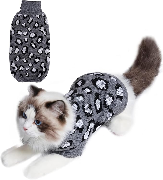 Cat Sleeveless Sweater Knitted Clothes for Cat Small Dogs Winter (Gray, Large)