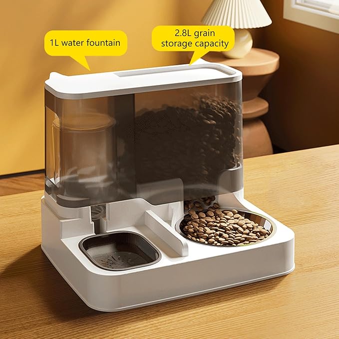 Large Capacity Automatic Water Dispenser and Food Bowl for Cats Dogs Food Container 2in1 Pet Watering and Feeding Supply Automatic Feeder