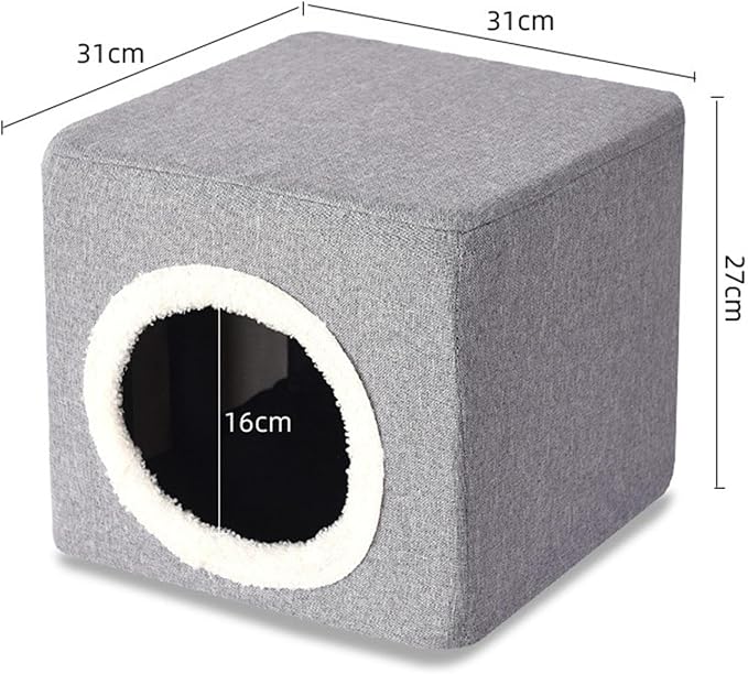 Baoblaze Cat House Cat Bed for Hideaway Furniture Sturdy Covered Cat Bed Cave Pet Condo for Cats Exercising Sleeping, Gray