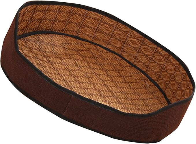 AYNEFY Cat Supplies Cat Bed Furniture Vine Woven Cat Dog Summer Mat with Removable Cooler for Indoor and Outdoor Use Pet Cooling Bed Washable Comfortable Cat Supplies (Coffee Color)