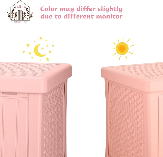 EHHLY Heavy Duty Cat House Waterproof, Hidden Cat Litter Box Enclosure with Flip Lid for Easy Cleaning, Extra Thick Insulated Cat House Outdoor, Winter Feral Cat Shelter Weatherproof, Blush