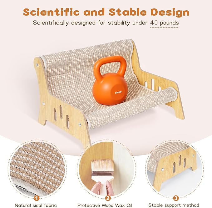 Sisal Cat Scratcher Sofa, Durable Frame Cat Couch Scratcher for Indoor Cats, Mess-Free No Shedding Cat Scratcher Bed, Multi-Functional Lounge for Scratching & Playing, 20.5x15.8x11.8 in
