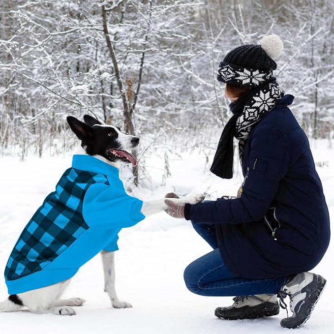 Ugly Christmas Dog Sweater – Soft & Warm Turtleneck Dog Outfit with Leash Hole, Cold-Weather Coat for Dogs & Cats, Perfect for Christmas (Blue, Small)