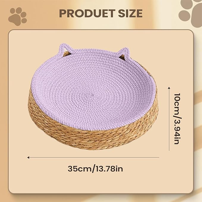 Cat Lounge Disc Bed Circular Sisal Fiber Ventilated Cooling Scratch Board Pad Rest Sleep Toy Tunnel Jump Fitness Paw Care Relaxation Ergonomic Nonslip FurnitureSafe Premium