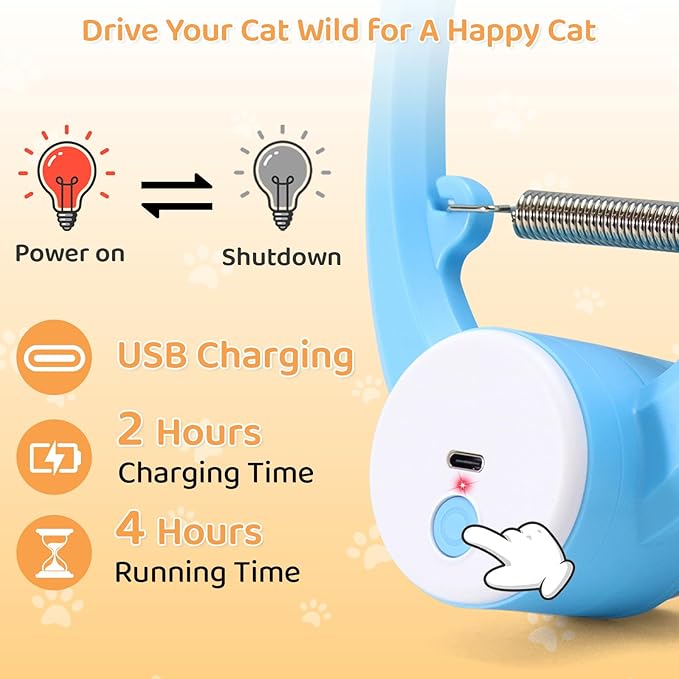 Automatic Interactive Cat Toys for Indoor Cats Electric Fluttering Butterfly Feather Wand Hanging Toy Kitten & Adult Cat Enrichment Stimulation Toys for Bored Cats USB Rechargeable, Blue