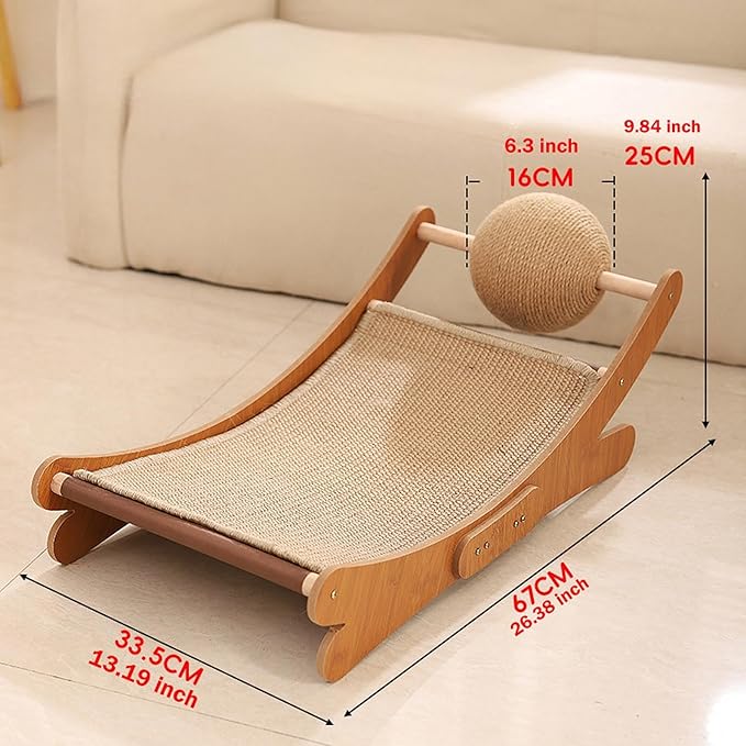 Cat Scratcher Bed for Indoor Cats Mini Beach Chair with Scratching Ball - Sturdy Furniture Pet Bed for Small Animals & Kittens- Sisal