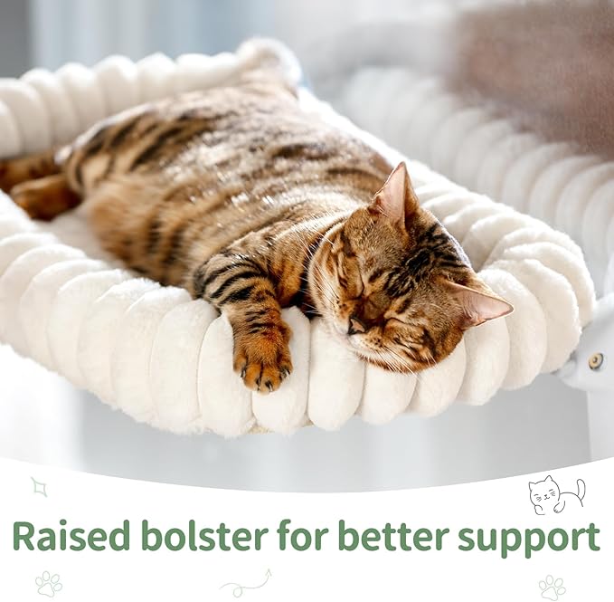 Sunhoo Cat Window Perch Bed Foldable Kitty Windowsill Hammock Shelf Seat Large Cats Suction Cup Indoor Kitten Window Sill Lounger with Soft Plush Cushion Machine Washable 21.26*11.8in (Light Camel, M)
