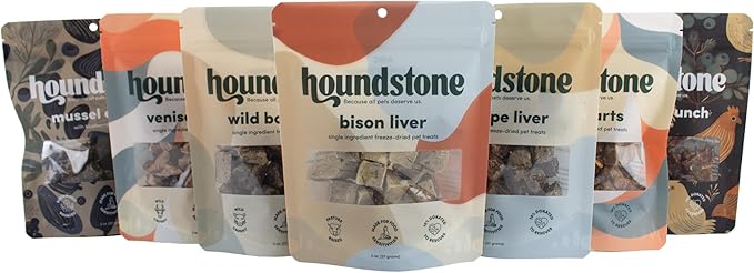 Houndstone Chicken Crunch Dog Treats, Dehydrated, Limited Ingredient, Antibiotic-Free Chicken & Blueberries, 2 oz, High Protein