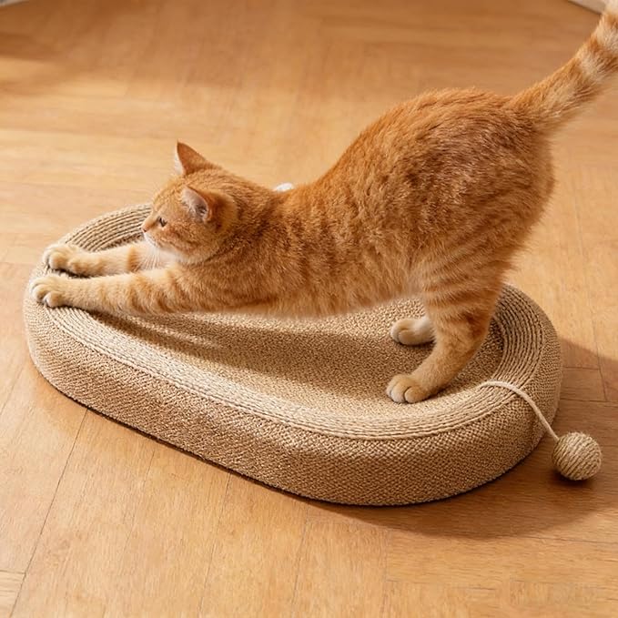 Gralara Cat Scratcher Bed Lounge Bed 2 in 1 Indoor Furniture Protector Kitten Grinding Claws Sturdy Scratching Board Scratch Pad, Without Ears