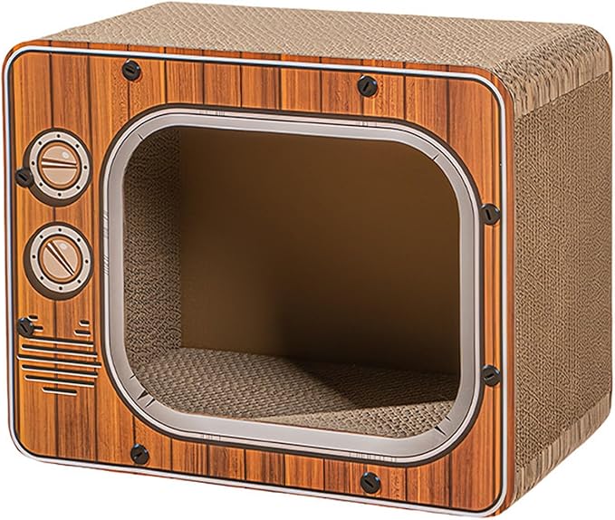 Cat Scratch House, TV Shape Corrugated Bed, Cat Furniture & Side Table for Living Room and Bedroom Decoration, Enrichment Play Exercise Boredom (#2)
