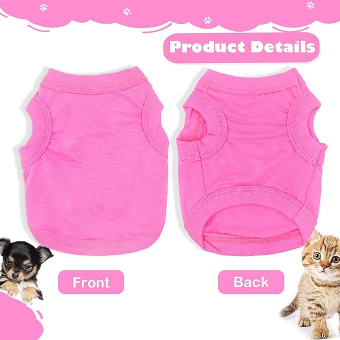 2 Pieces Dog Clothes for Small Dogs Girl Boy Spring Summer Puppy Soft Dog Shirt Solid Color Chihuahua Clothes Pet Clothing Cute Cat Clothing XXS~M (Rose,Purple, Small)