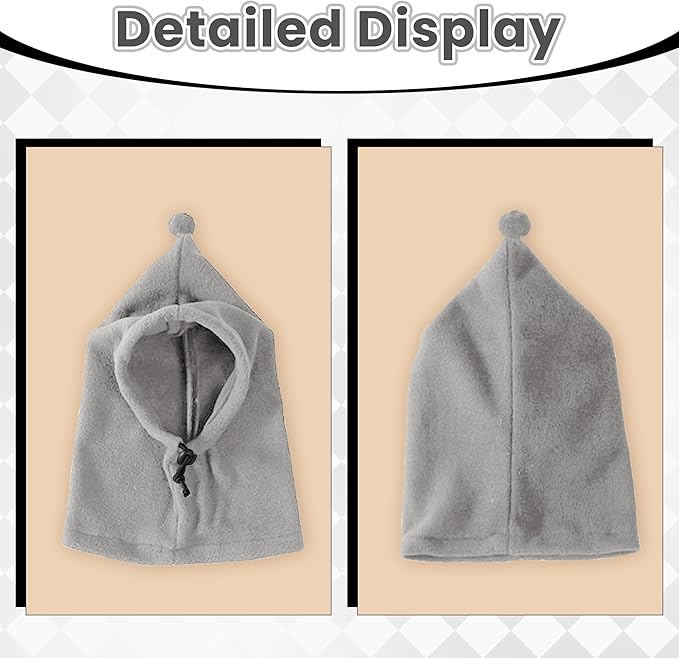 Pet Neck Warmer with Hat, Leopard Print, Adjustable Drawstring, Soft Polyester, for Dogs and Cats (Grey, Medium)