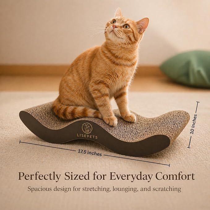 Cat Scratcher Cardboard Lounge Bed for Indoor Cats – Large Curved Cat Scratch Pad, Reversible Durable Honeycomb Design, Cat Scratching Board for Furniture Protection