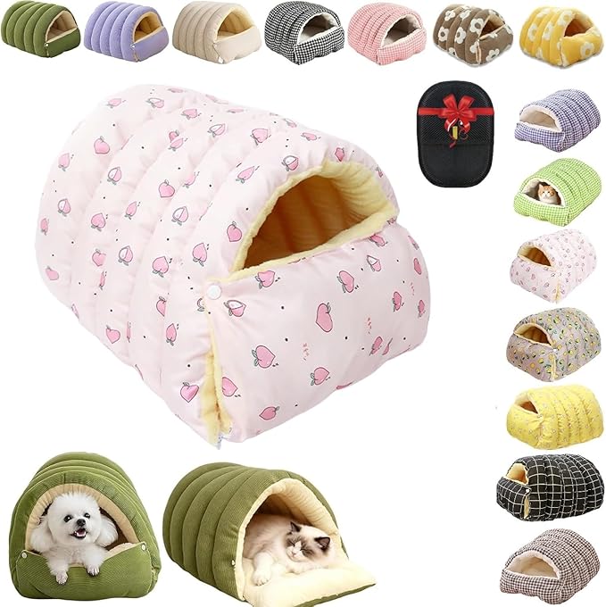 Removable and Washable Winter Closed-Off Cat Bed, Cutypet Winter Cave, Warm Foldable Secure Pet Nest for Indoor Cats & Small Dogs, Comfor Plush Snuggle Hut for Pets (Oxford Waterproof Cloth-Pink,M)