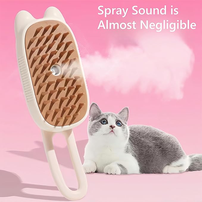 BoBow Cat Steam Brush for Shedding, 4 in 1 Rechargeable Steam Pet Brush for Cats and Dogs, Anti-Static, Massage, Cleaning, Shedding& Combing All in One! (Pink)