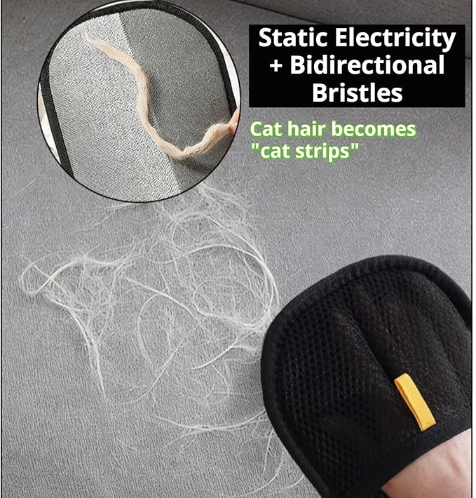 2PC 2026 Electrostatic Gloves Pet Hair: Pets Hair Remover Electro Antistatic Hair Removal Glove Cat Mitt Mitten Static Reusable Tool Furniture Cleaning Animal Double Sided Grooming Magic Fur Dogs Mit