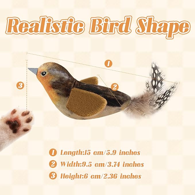 Andiker Chirping Bird Cat Toy, Simulated Bird Shape Catnip Cat Toy for Cats with Elastic Hanging Rope Lightweight Interactive Cat Toy for Indoor Cats Kittens Chewing Biting Fetching (Green)