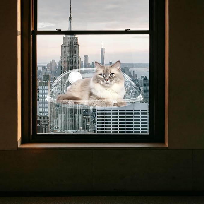 HANABASS Cordless Cat Window Perch Resin Window Cat Hammock Clear Bed for, Seat for s Inside